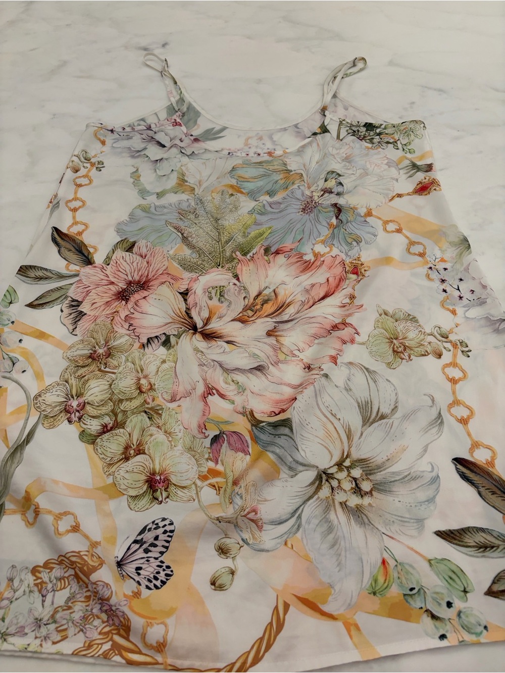 Wrap Up by VP Floral Satin Slip Chemise - White Multi
